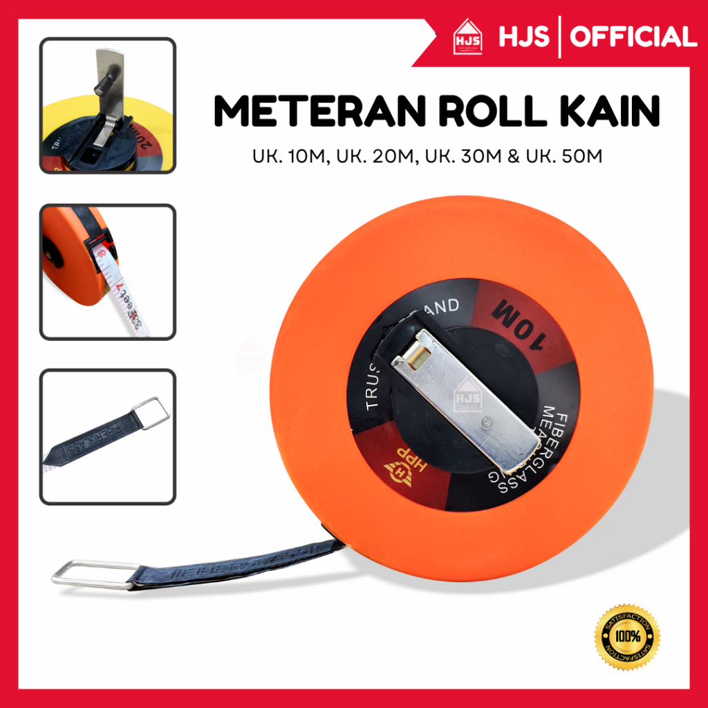 [HJS] Meteran Gulung Roll Kain 10M , 20M, 30M, 50M Alat Ukur Jahit Baju Badan hpp