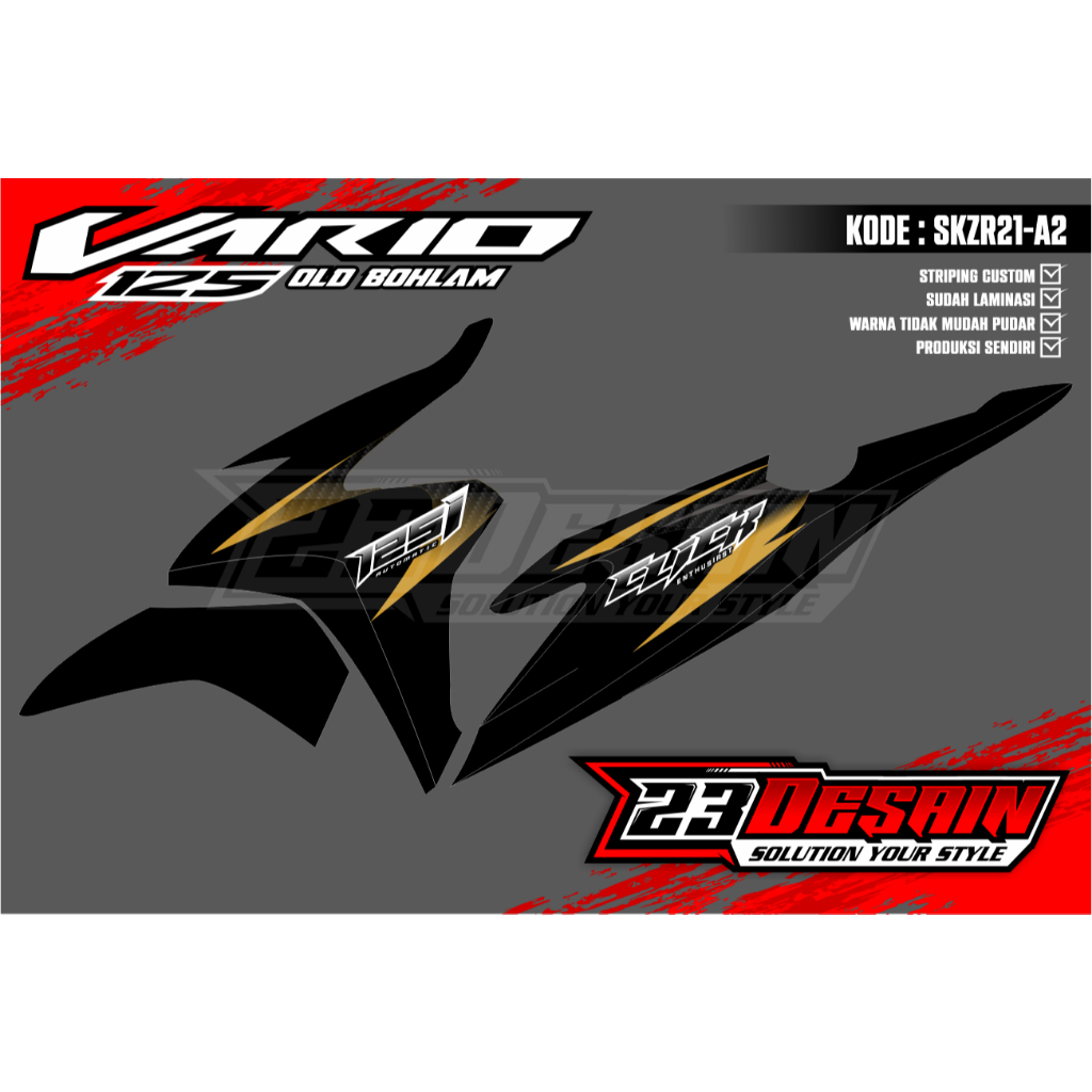 striping sticker vario old bohlam 125 motif carbon kevlar warna Vietnam malaysia custom striping kzr