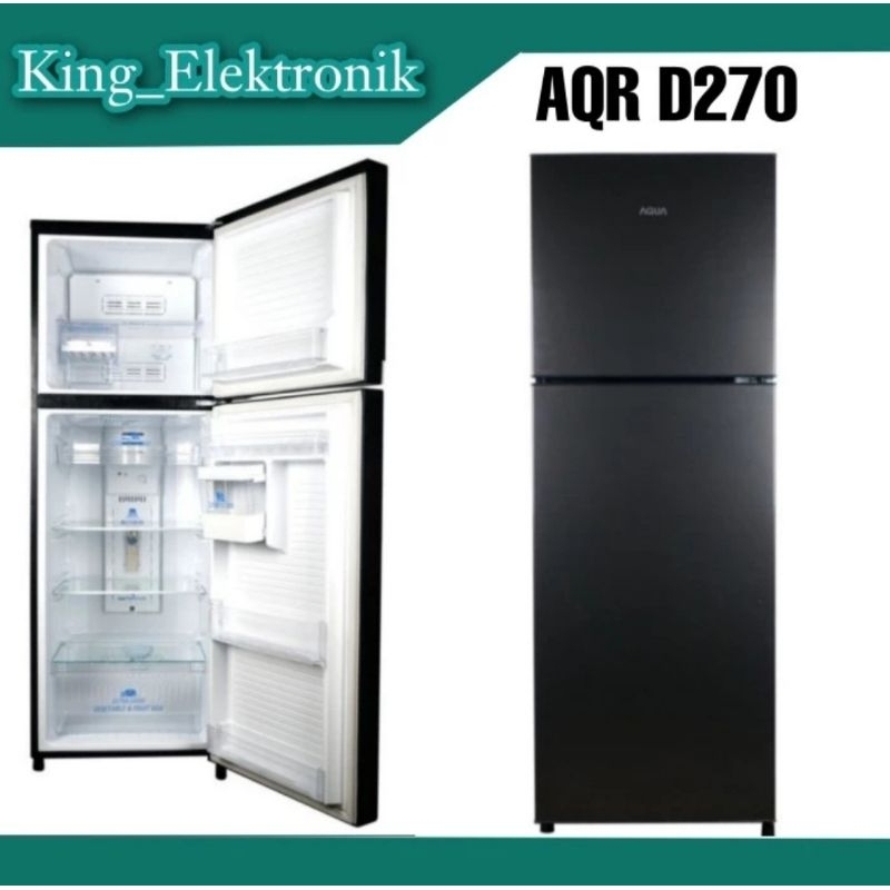 KULKAS AQUA 2 PINTU JUMBO AQR D270 DARK SILVER