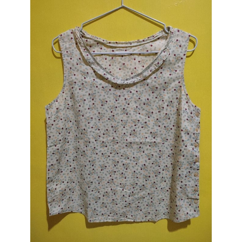 Top Polkadot Atasan Polkadot Baju Polkadot Lengan Pendek