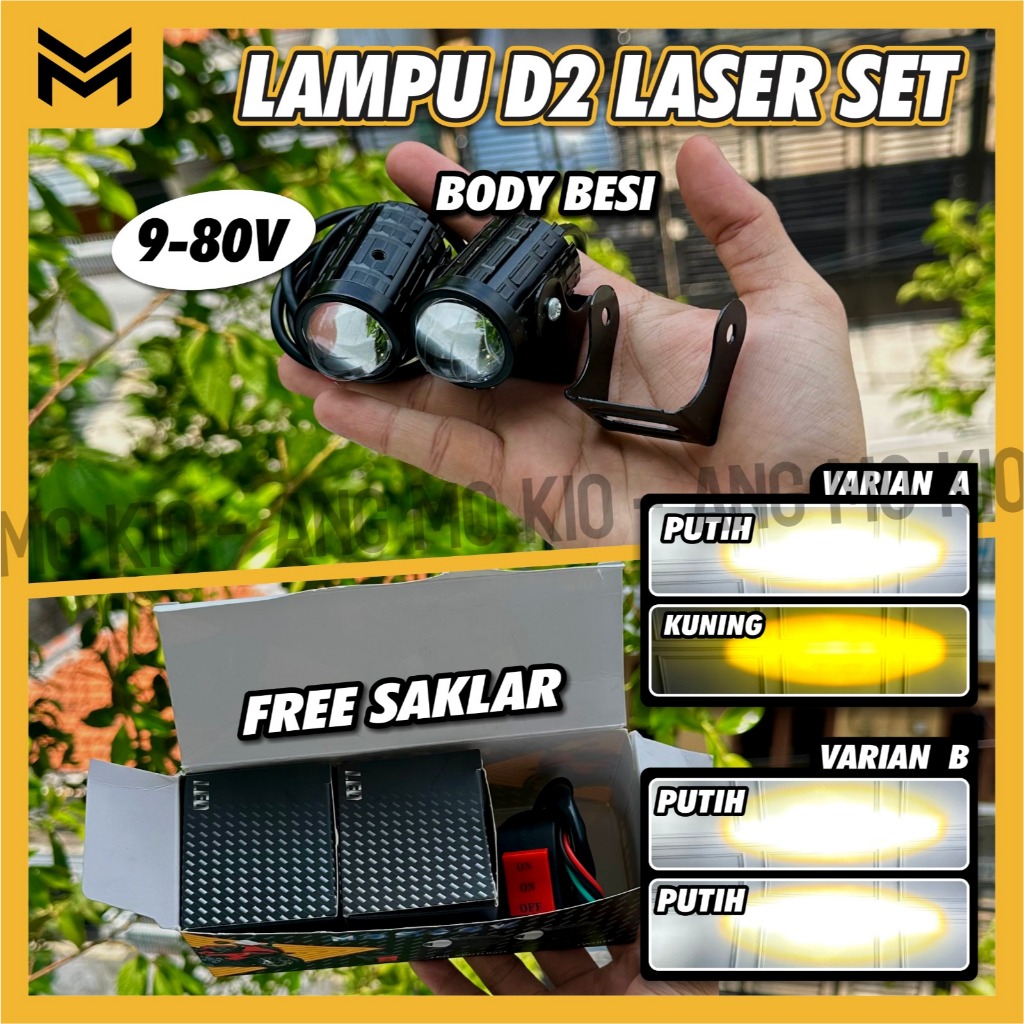 LAMPU LASER D1 2 D 1 2 LED + SAKLAR INCLUDE BAUT DAN BREKET DUDUKAN DC LAMPU DEPAN SOROT HI LO MOTOR