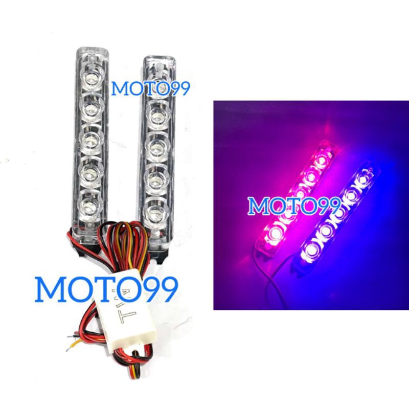 Lampu LED Kedip 5 Mata 2 Mode Flash Kedip Lampu Kolong Motor Mobil Dc12V Waterproof