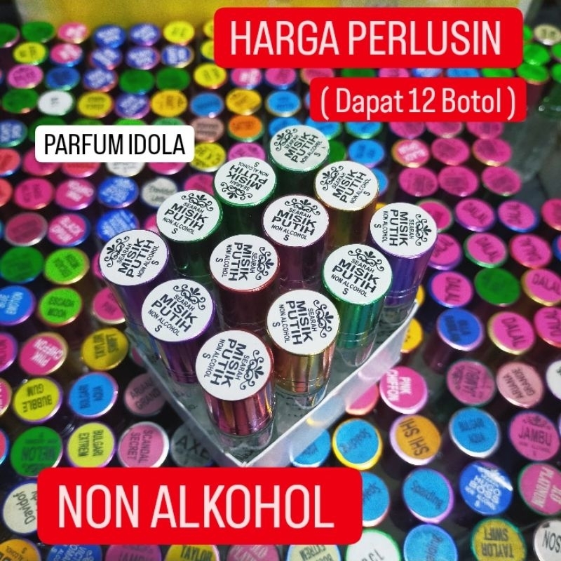 PARFUM SHOLAT MISIK PUTIH NON ALKOHOL HARGA PERLUSIN DAPAT 12 BOTOL MINYAK WANGI ROLL ON / OLES MINY