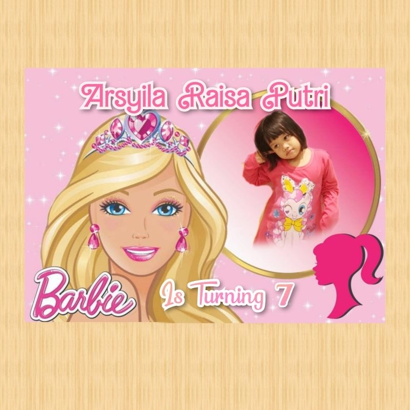 Spanduk BARBIE banner BARBIE spanduk banner ultah anak background BARBIE custom backdrop ulang tahun