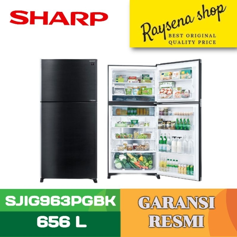 SHARP KULKAS 2 PINTU BESAR BIG 2 DOOR REFRIGERATOR SJIG963PGBK