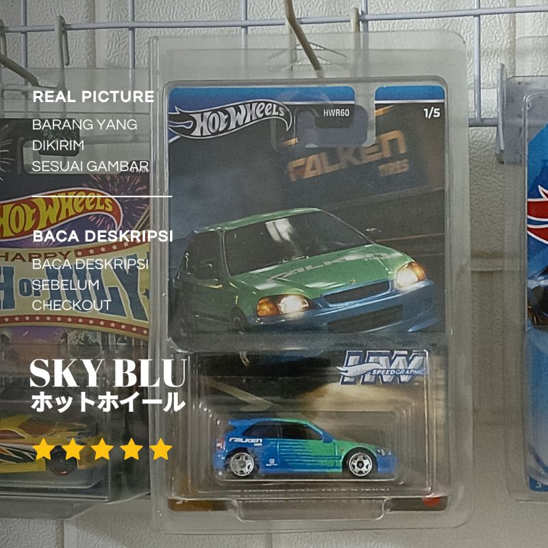 HOT WHEELS 99 HONDA CIVIC TYPE R EK9 FALKEN  (HW SPEED GRAPHICS)