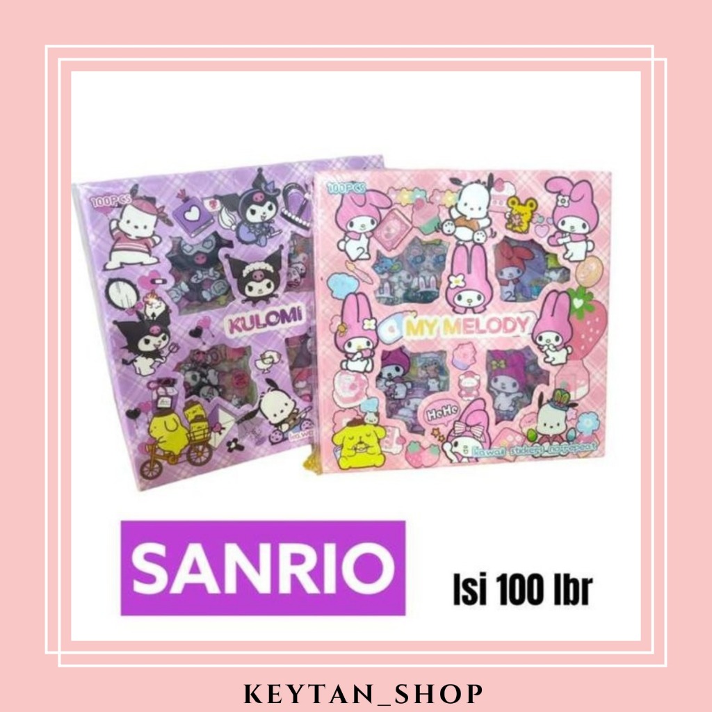 

Sanrio Sticker Big Box isi 100 Lembar Aesthetic Waterproof Sticker Hello Kitty Kuromi Cinnamoroll