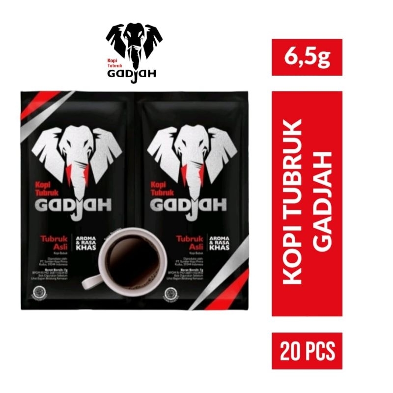 

GADJAH Kopi Tubruk Asli 20x6,5gr / Kopi Tubruk Gadjah twinpack Renceng 20 pcs