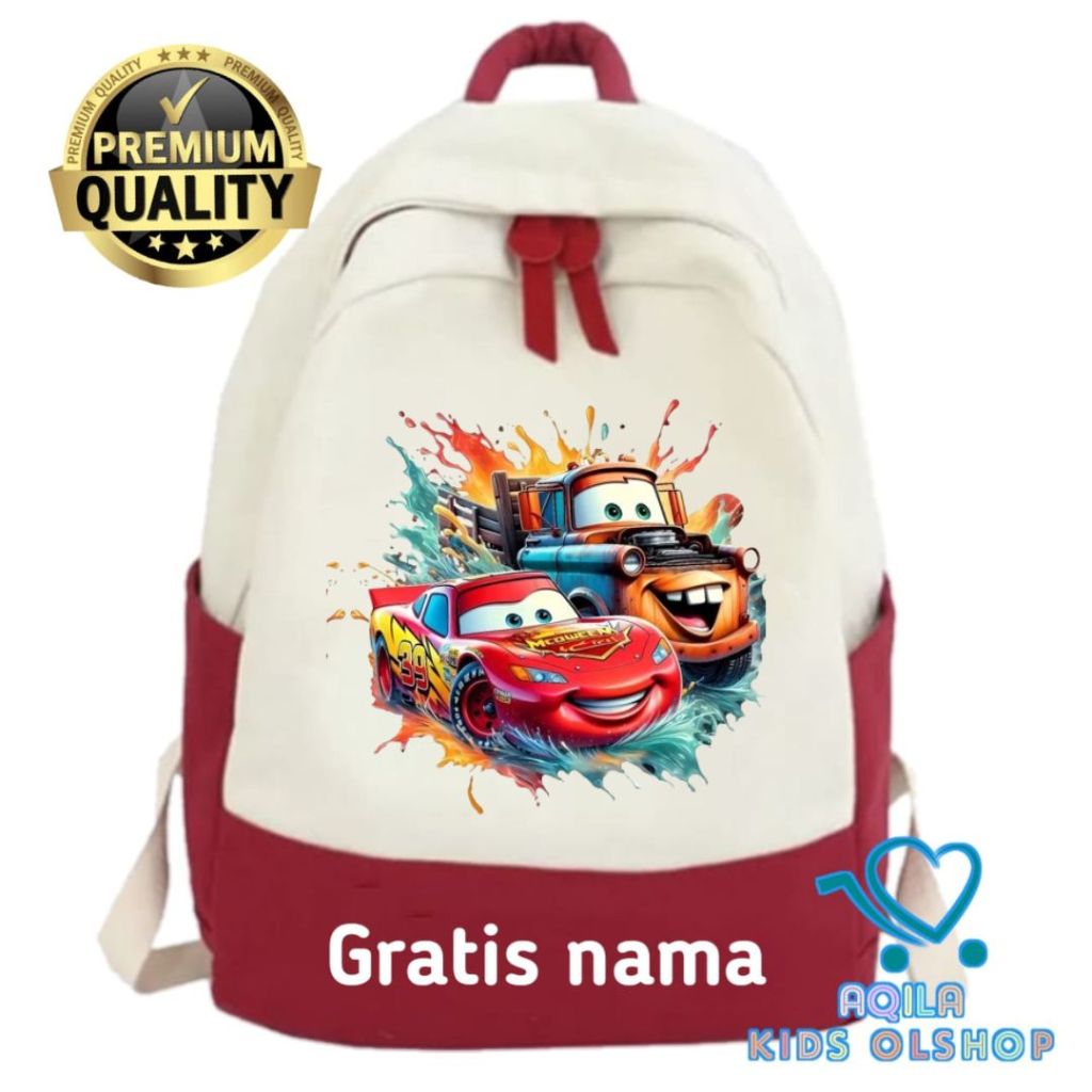 tas ransel sekolah anak motif mobil cars