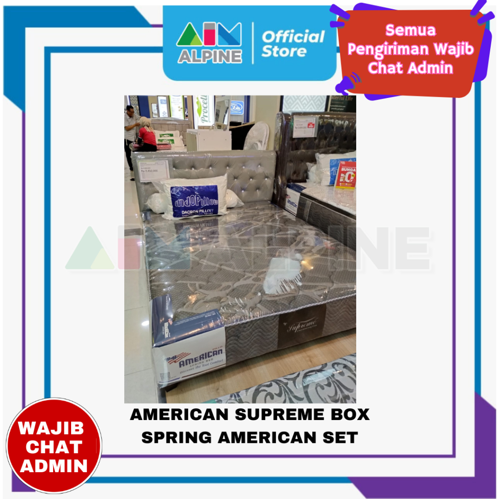 AMERICAN SUPREME BOX SPRING Springbed Set ukuran 90, 100, 120, 160, 180, 200 (FREE ONKIR AREA MAKASS