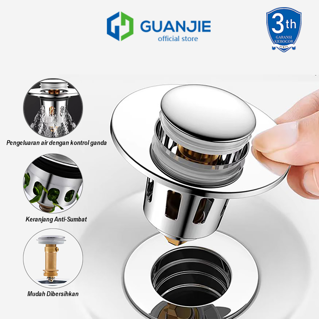 GUANJIE - SIFON UNIVERSAL POP UP BASIN SINK WASTAFEL DRAIN FILTER CATHCER SARINGAN PENUTUP LUBANG BA