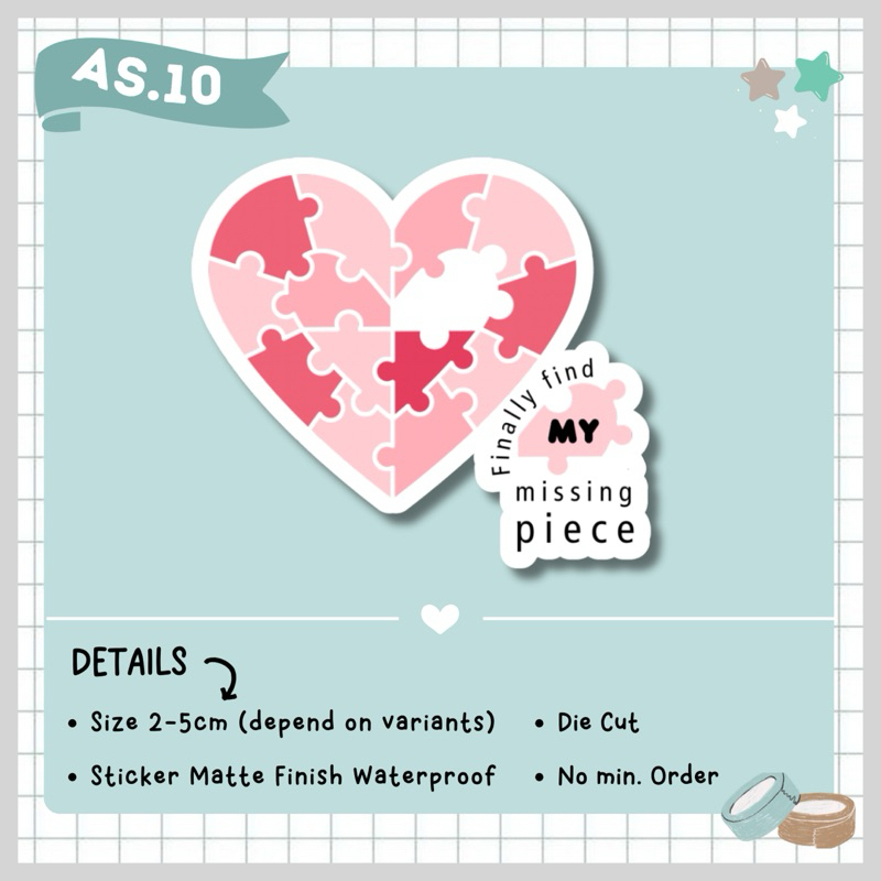 

STICKER AESTHETIC TUMBLR SATUAN / STICKER LOVE MISSING PUZZLE / VINYL WATERPROOF / AS.10