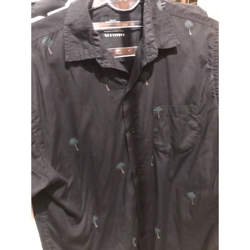 Kemeja Lengan Panjang / Longsleeve Shirt HANAKA Tropical Series Black Colour (SECOND)