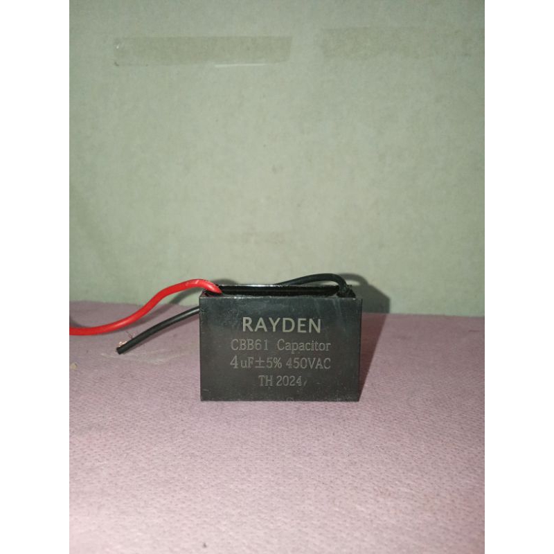 Kapasitor kipas angin 4uf 450v merek rayden