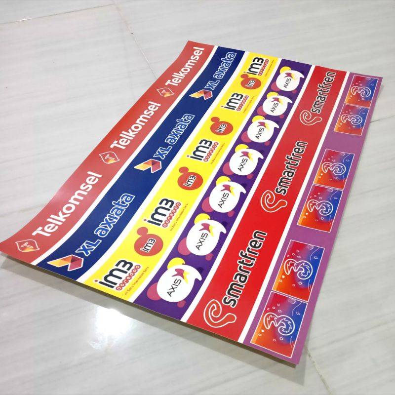 

6 pcs stiker etalase konter pulsa murah ukuran 5x47cm bahan cromo glossy