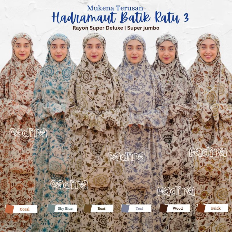 Mukena Terusan Batik Ratu 3/Mukena Terusan Motif/Telekung Jumbo
