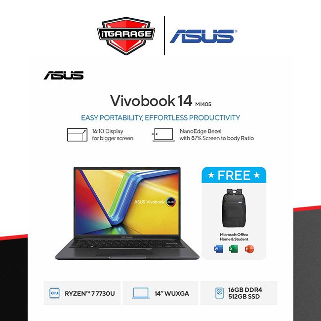 ASUS Vivobook 14 M1405YA-VIPS751 | R7-7730U/16G/512G/Mixed Black