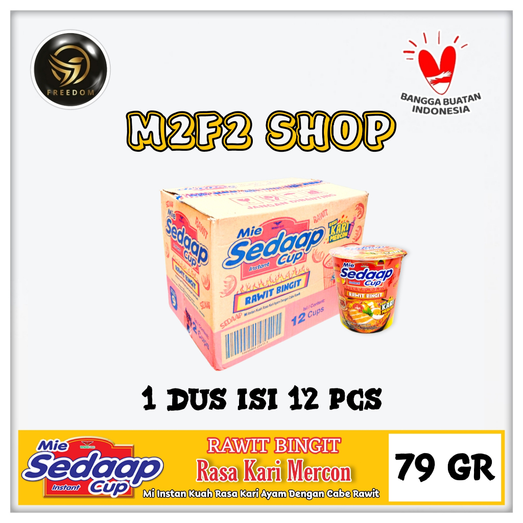 

Mie Sedaap Cup Instant Kuah Rawit Bingit Rasa Kari Mercon - 79 gr (Kemasan Karton)