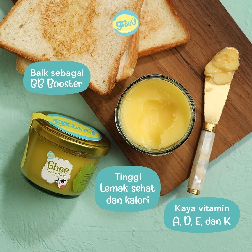 

Grouu - Grassfed Ghee Butter (Mentega rendah laktosa) - BB Booster MPASI - NO MSG