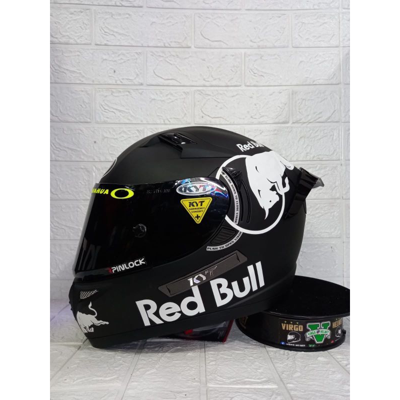 HELM KYT K2 RIDER SOLID BLACK DOFF RED BULL PAKET GANTENG