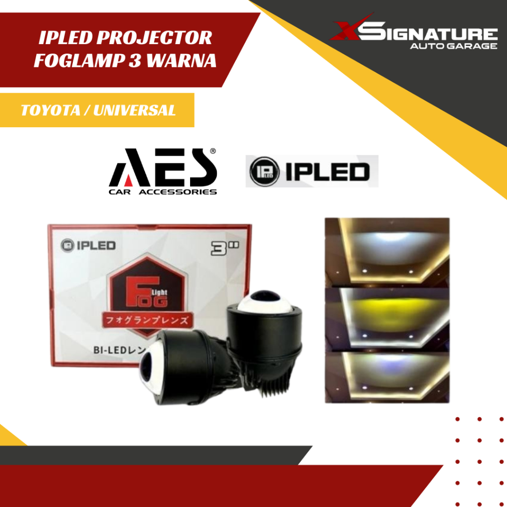IPLED PROJECTOR FOGLAMP 3 WARNA TOYOTA / UNIVERSAL