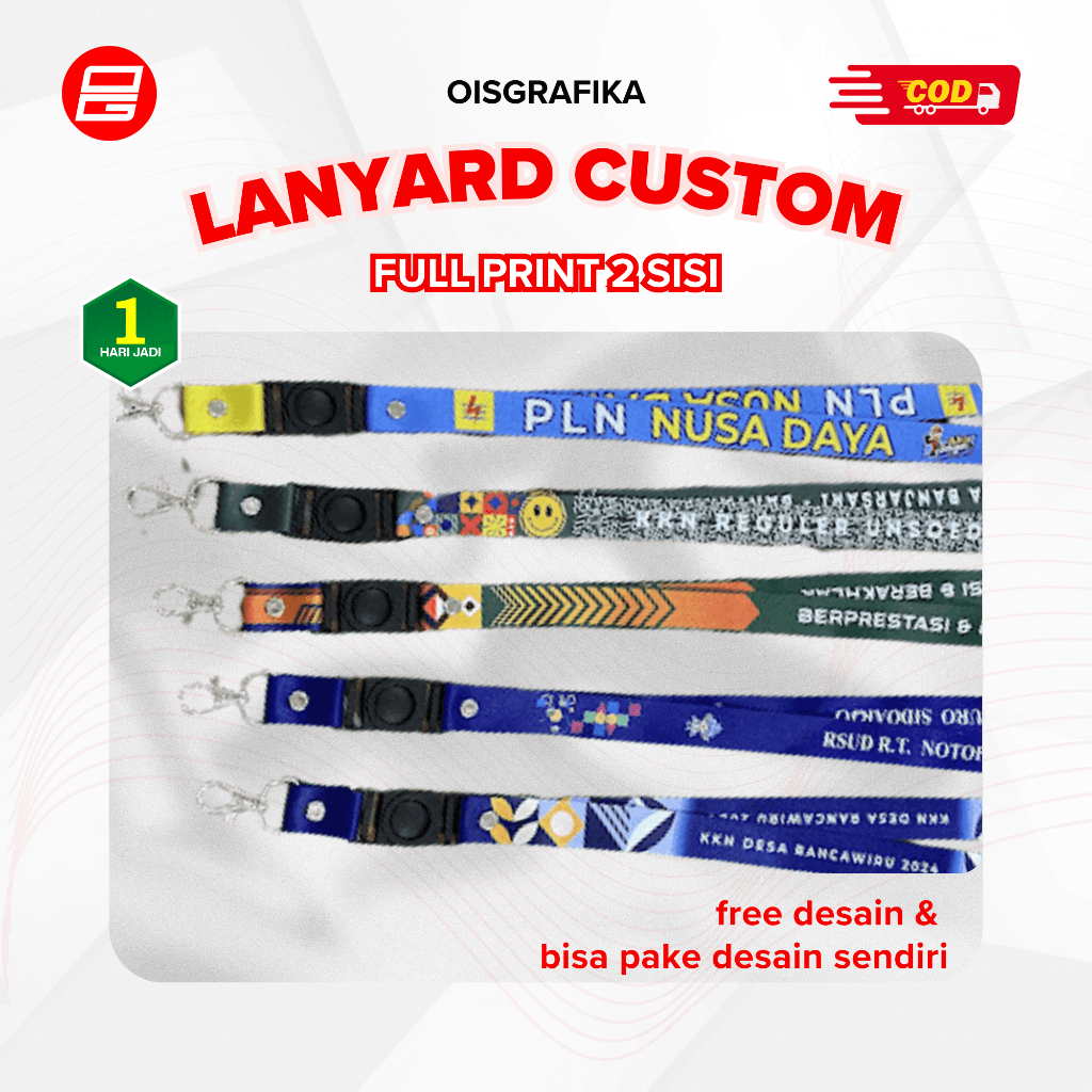 

Lanyard Custom Tali Kalung Tali ID Card Satuan Sublim - Full Color Print 2 Sisi