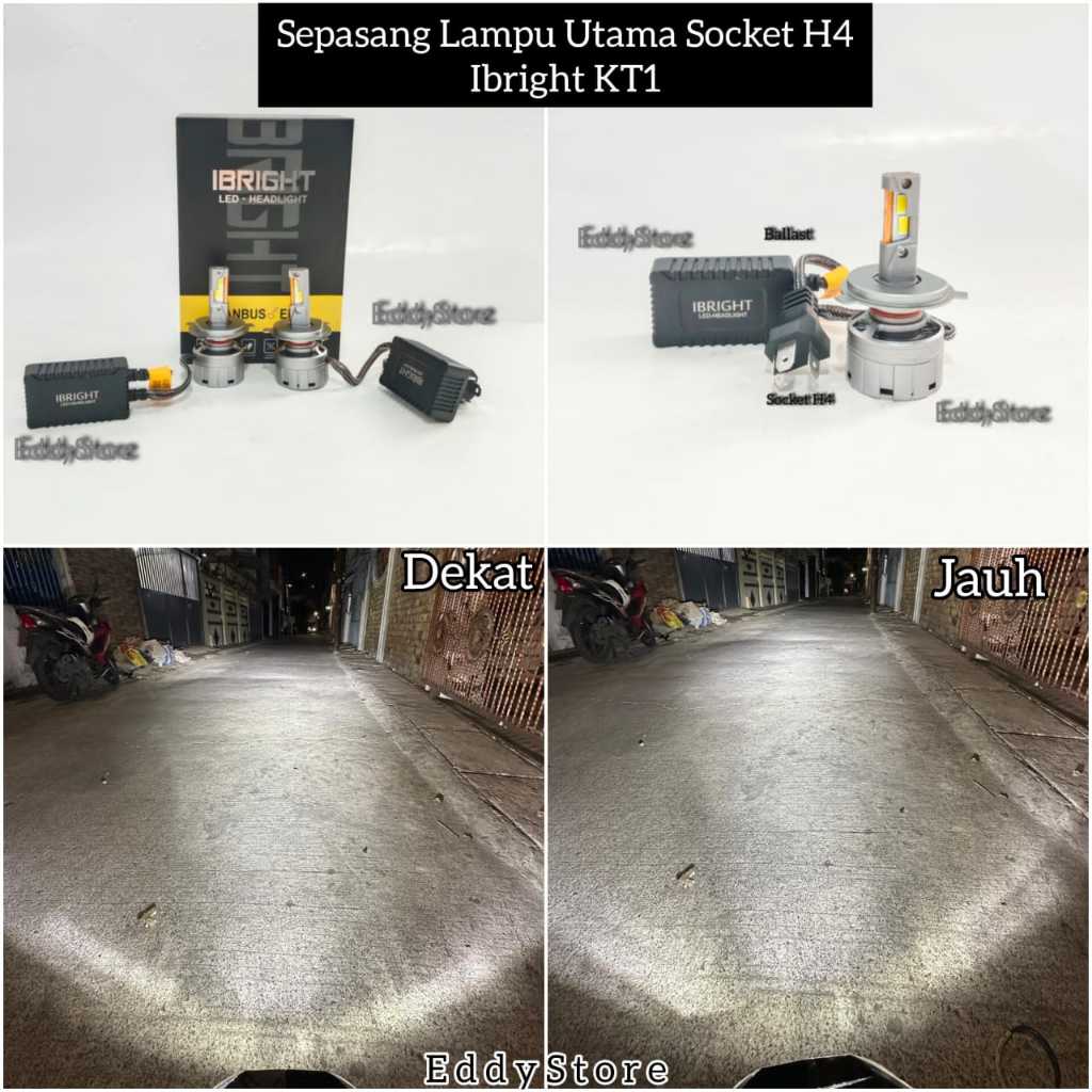 Sepasang Lampu Utama Ibright Socket H4 Plus Kipas Pendingin Cahaya Putih