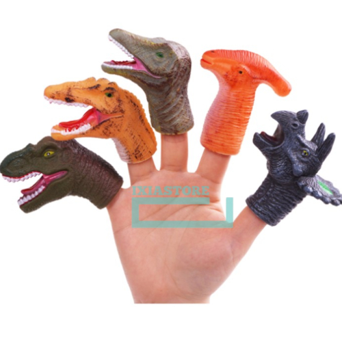 Mainan Boneka Jari Tangan Finger Doll Boneka Karet Kepala Hewan Dinosaurus Fleksibel Mainan Edukasi 