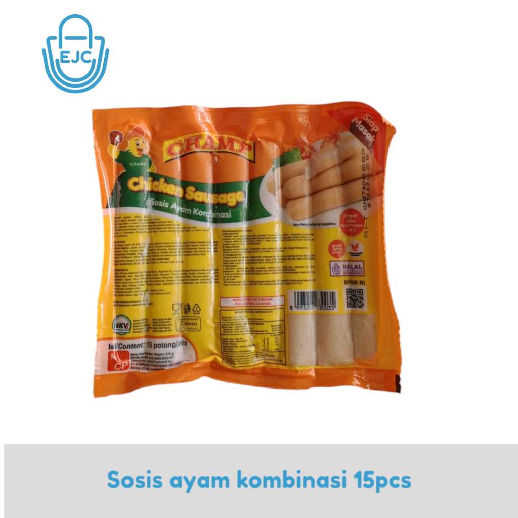 

CHICKEN SAUSAGE SOSIS AYAM KOMBINASI CHAMP @15PCS 375GR