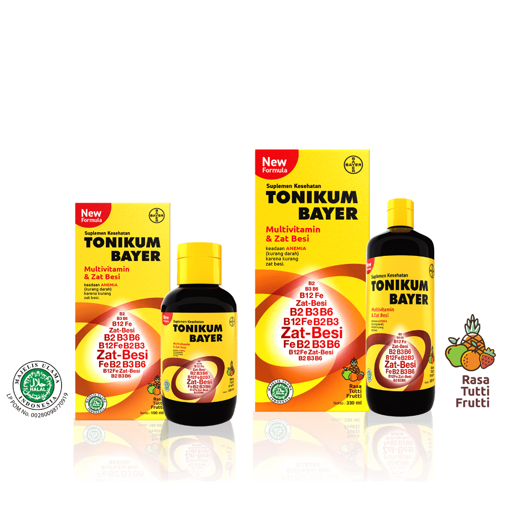 tonikum bayer sirup-suplemen penambah darah- tonikum sirup 100 ml-tonikum sirup 330 ml