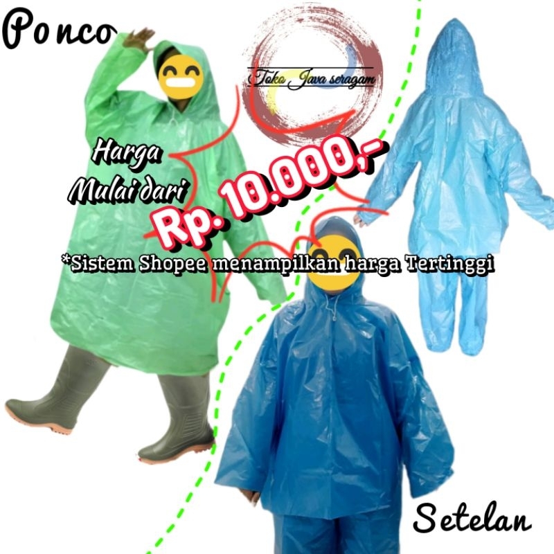 Jas Hujan Plastik Bambu Setelan Ponco Terusan Merk Bambu Mantel Raincoat