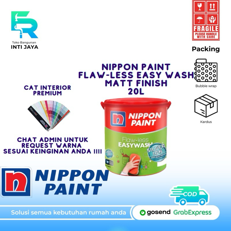 Nippon Paint Flaw Less Easy Wash Cat Tembok Interior Premium 20L