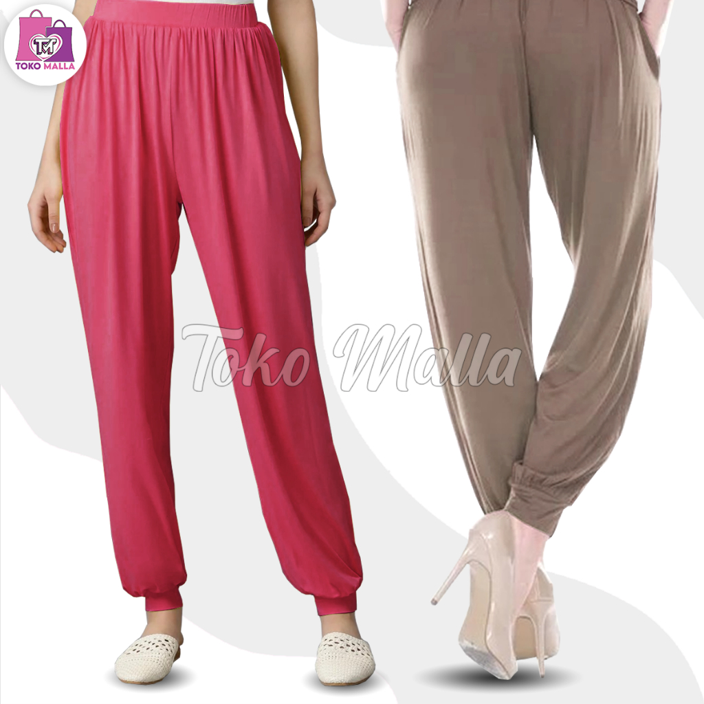 Celana Panjang Dalaman Inner Pants Gamis Celamis Wanita Polos Aladin Kulot Bahan Kaos Standar Jumbo 