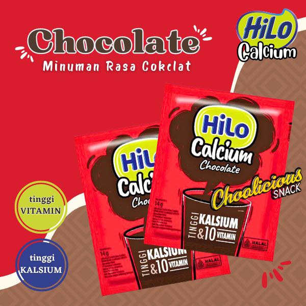 

HiLo Calcium Chocolate Minuman Bubuk Instan Rasa Cokelat Sachet Ecer @14 gram