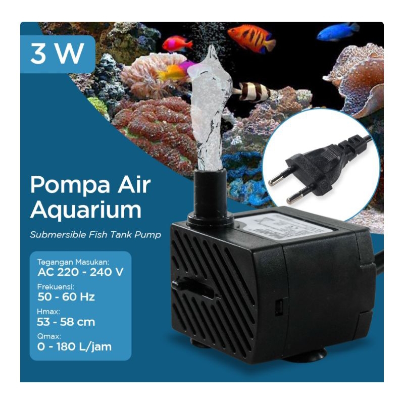 Pompa Air Mini Celup Submersible Pump Fish Tank Aquarium 220-240V