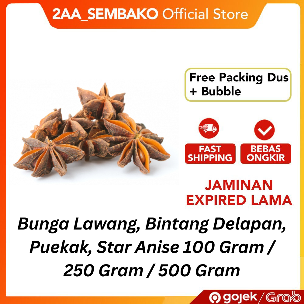 

Bunga Lawang, Bintang Delapan, Puekak, Star Anise Premium 100 Gram / 250 Gram / 500 Gram