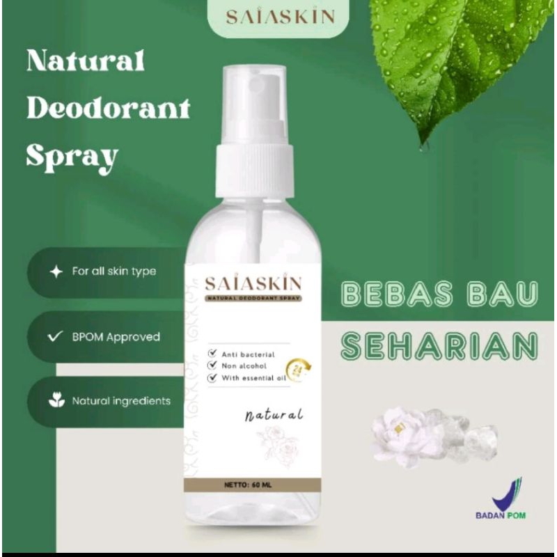 Deo Saia Natural Deodorant Spray alami 60 ml variant Natural by saia skin BPOM