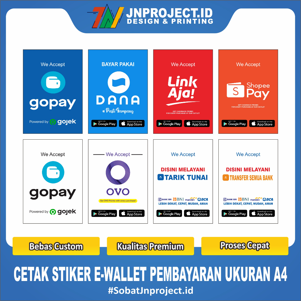 

Stiker E-Wallet, Sticker Vinyl Premium, Tahan Air, Termurah, dan Bisa Custom | Ukuran A4