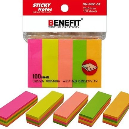 

[1 Pcs] Memo Sticky Note Benefit 7651-5T / Kertas Memo Stick Note Benefit 7651-5T