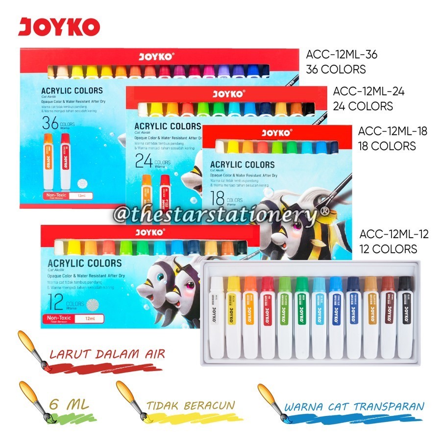 

(1 Set) Cat Akrilik Joyko ACC-12ML-12 ACC-12ML-18 ACC-12ML-24 ACC-12ML-36 / Joyko ACC-12ML