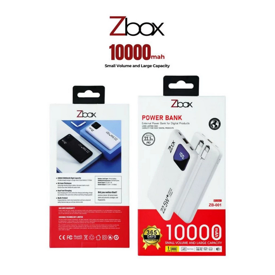 Power Bank Zbox ZB001 ZB002 ZB003 ZB004 ZB005 ZB006 ZB007 ZB008 ZB009 5000 10000 20000 MAH 3 Cable M
