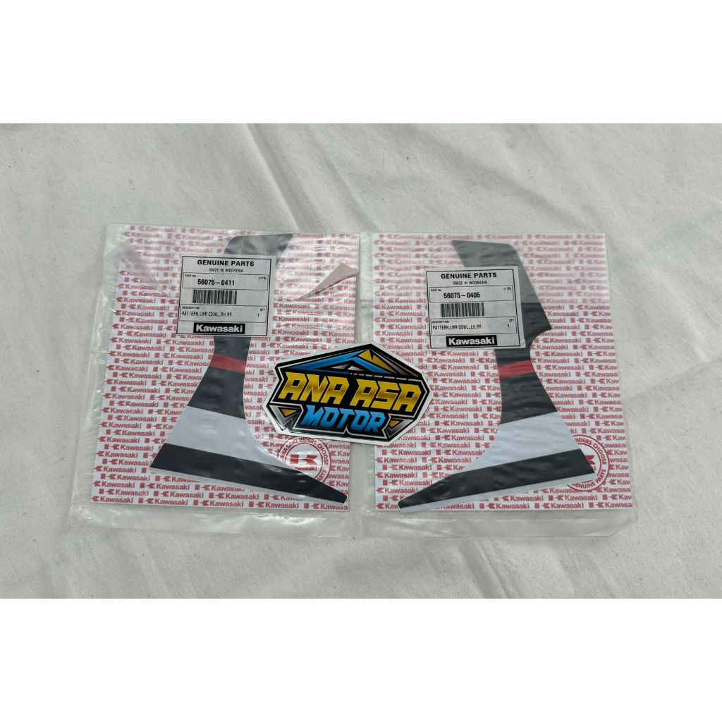 1 Set Kanan - Kiri Sticker Stiker Kawasaki Ninja RR NEW Hitam 2015 Original - 56075-0405 / -0411