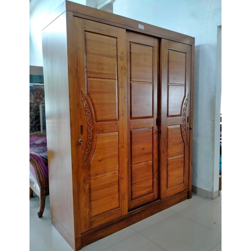 Lemari Pakaian Sliding Jati/Lemari Jati Minimalis