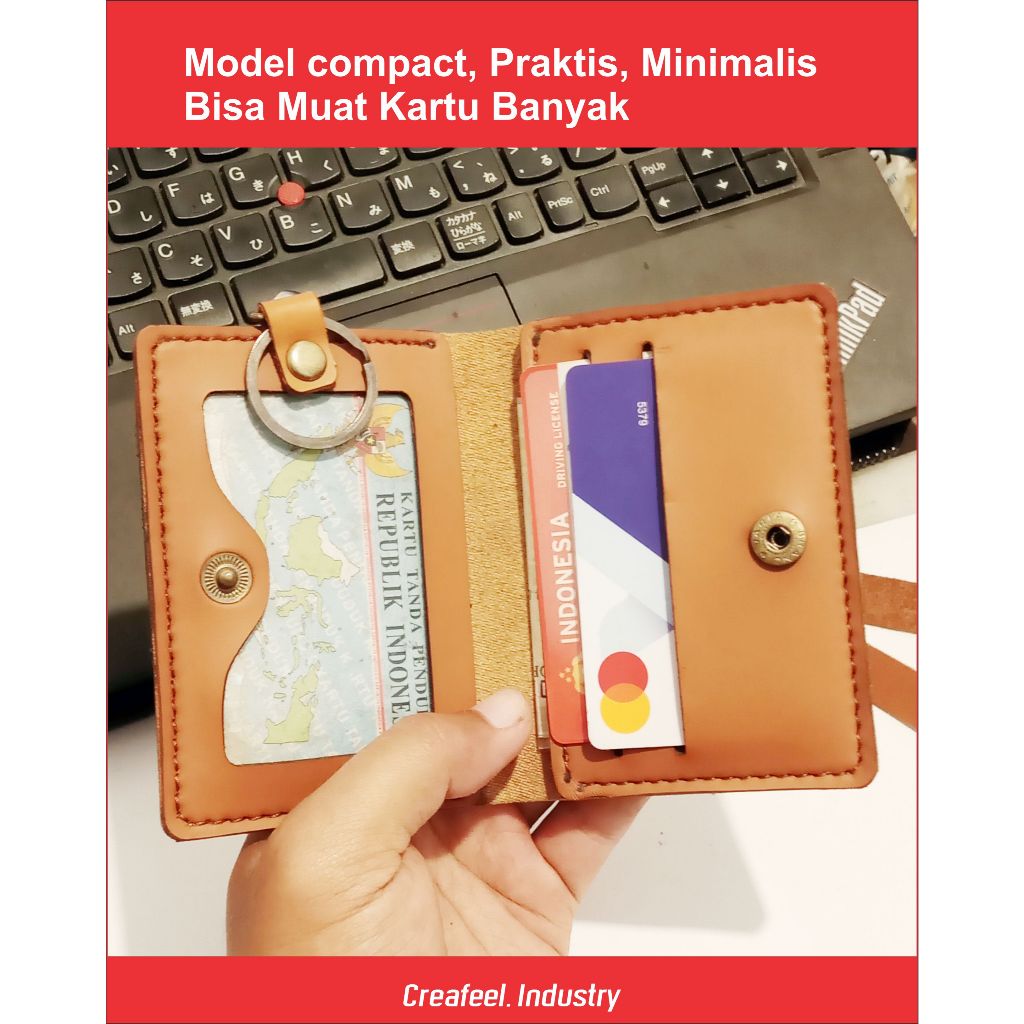 

Card holder kulit lipat multifungsi minimalis praktis compact terdapat 5 slot kartu