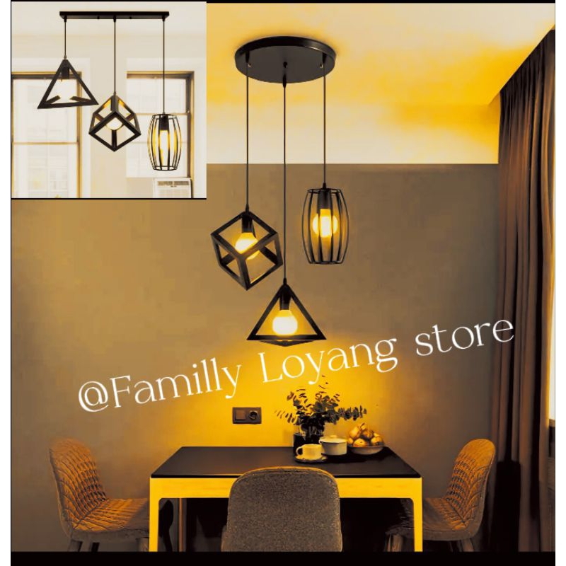 Lampu Hias gantung minimalis 3in1 variasi CAMPUR  promo termurah lampu cafe, ruangan, dapur, kantor,