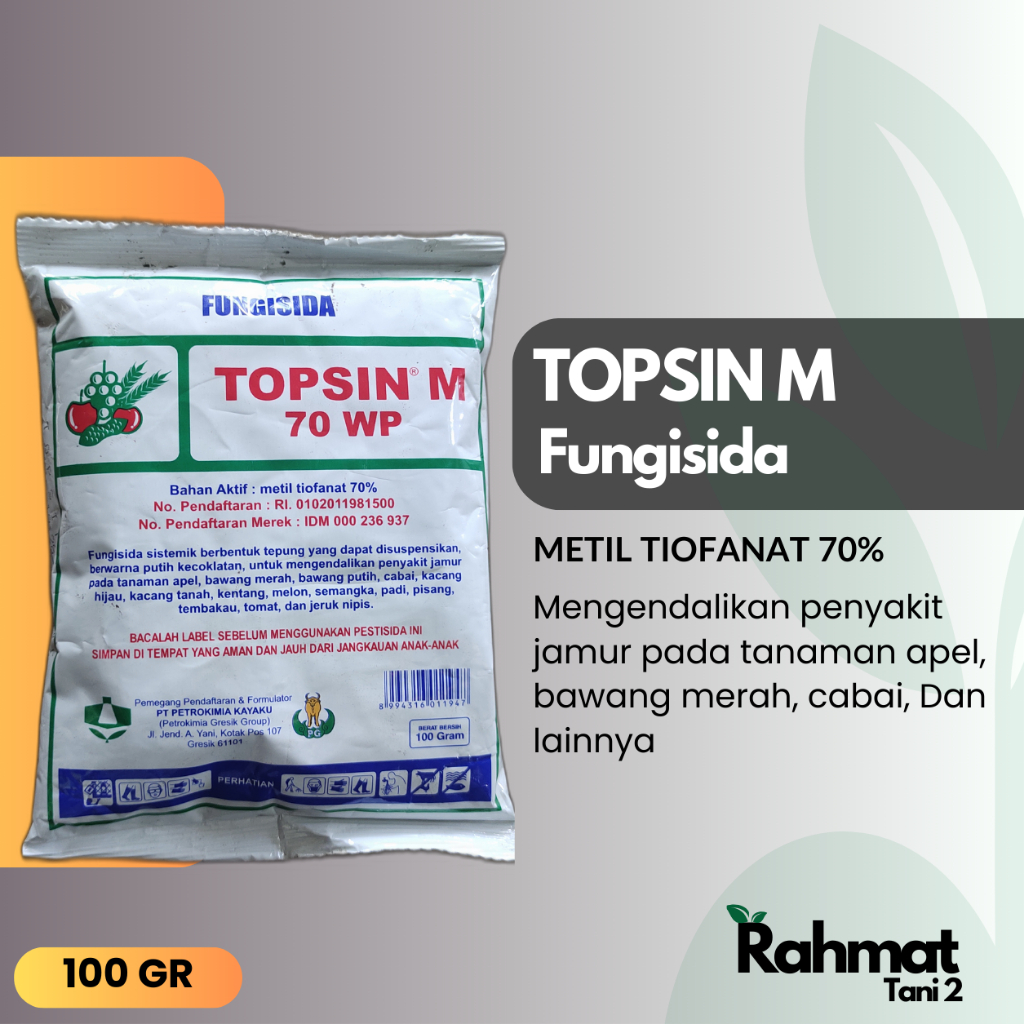 TOPSIN M - Fungisida Sistemik Mencegah Penyakit pada Tanaman Cabai, Apel, bawang Merah, dll (100 gr)