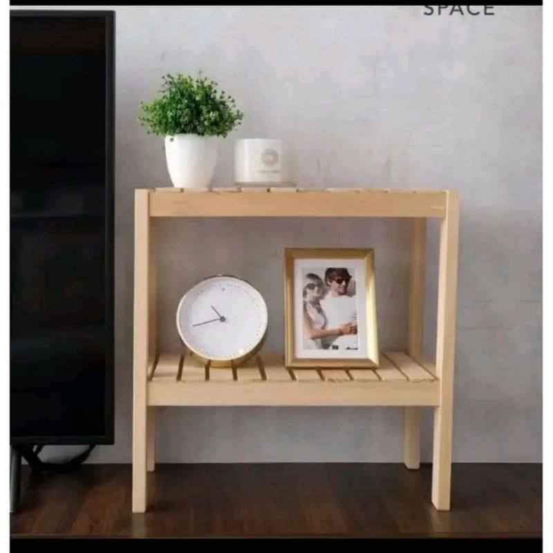 Rak Susun 2 Tinkat Rak Sepatu Rak Kayu Serbaguna Wooden Shelf 2 Tingkat Rak Kayu Susun Meja Serbagun