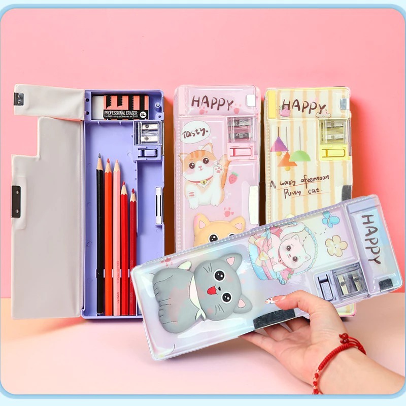 

THE TIME-Kotak Pensil Magnet Motif Lucu SQUISHY Desain 3D kartun kucing lucu/ Tempat pensil multifungsi untuk Perlengkapan anak sekolah