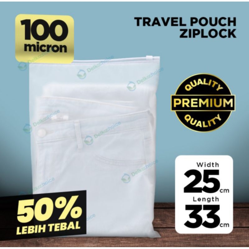 Travel Pouch Organizer PREMIUM 25x33 / Plastik Pouch Ziplock Serbaguna Delkochoice