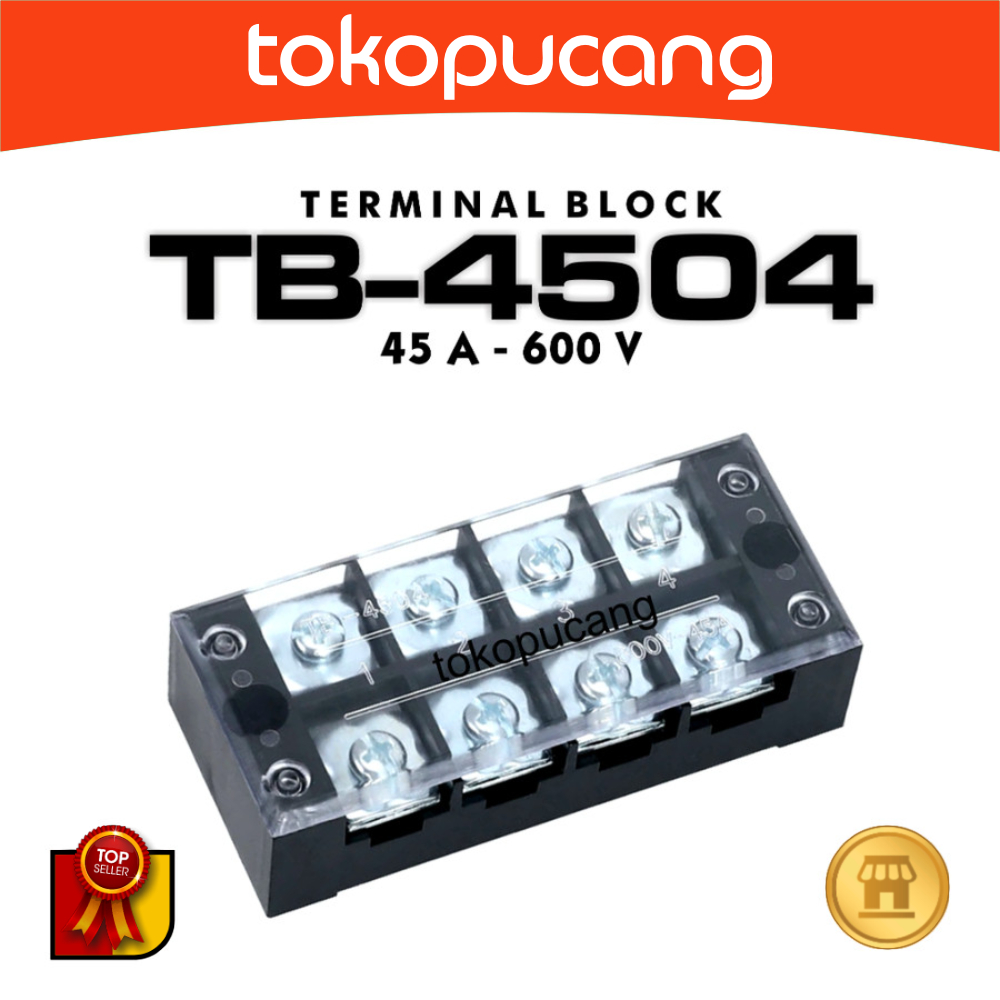 Terminal Block TB-4504 TB 4504 4 PIN 45 A Terminal Blok Kabel Panel Mounted 45A 4P 600V